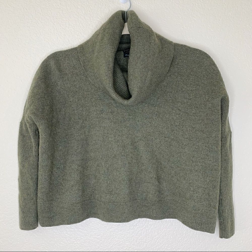 Cynthia Rowley 100% Extrafine Merino Wool Turtleneck Crop Sweater, Size L/XL